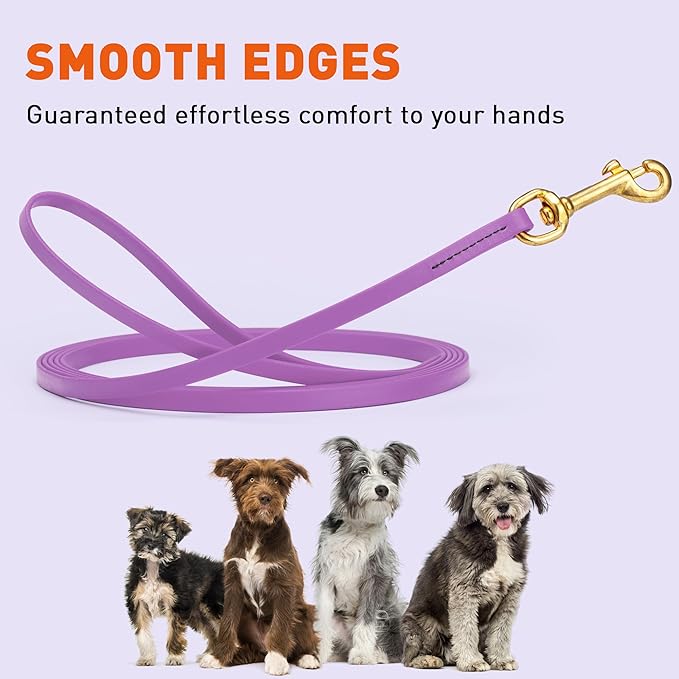 Viper Biothane K9 Working Dog Leash Waterproof Lead for Tracking Training Schutzhund Odor-Proof Long Line with Solid Brass Snap for Puppy Medium and Large Dogs, 15ft Amethyst Purple