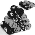 Tegeme 12 Pieces Fleece Blankets for Pets Dog Puppy Paw Print Cat Bedding Cover Blanket for Small Animals Pig Cage Liner Sleep Mat Pad Kitten Soft Warm(Classic Style,28 x 24 Inches)