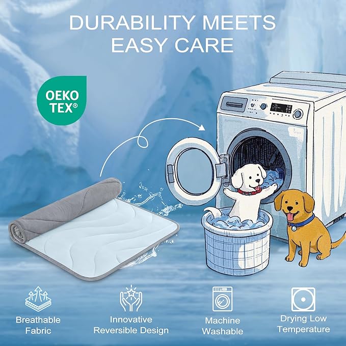 Cozyide Dog Cooling Mat, Large Cooling Mat for Dogs, Reversible Pad for Pet, 36" L x 23" W,Blue
