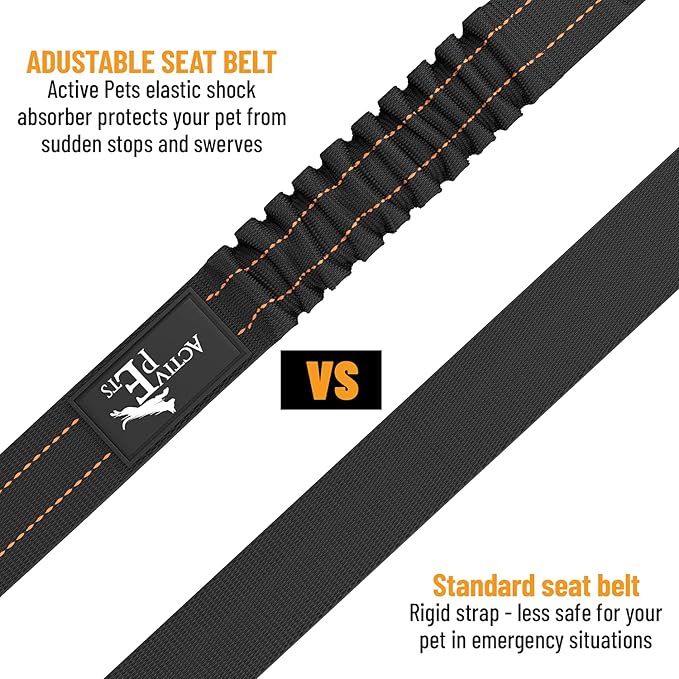 Active Pets Dog Seatbelt, Adjustable Safety Dog Seat Car Harness, Dog Seat Belt for Pets - Durable Dog Seatbelts for Cars - Dog Car Seat Belt for Dogs, Dog seat Belts for Large Dogs, Medium, & Small