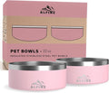Alpine Set of 2 Stainless Steel Dog Bowls, Non Slip, Metal Pet Bowl for Food and Water, Double Walled Insulated, Rustproof, Dishwasher Safe- 32 Ounces- Pink (AB)