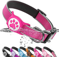 Reflective Dog Collar with Waterproof air tagholder & Anti-Lost QR Code | Ultra-Durable | Soft Padded | Safety Locking Buckle | Fit Large Dogs (Rose Red L(15.7"-23.6"))