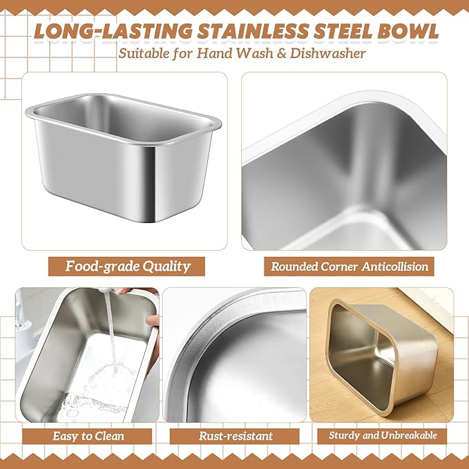2 Gallons Elevated Large Dog Water Bowl, 14" Stainless Steel Raised Dog Bowl with Stand for Large Breed, Metal Elevated for Joint Pressure Relief, Indoor Easy to Clean Pet Food