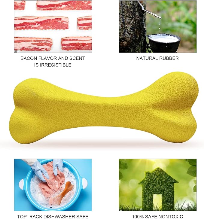Dog Toys for Aggressive Chewers Dog SuperChewy Tough Dog Bone Toy for Large Medium Dogs Breed Strong Natural Rubber