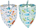 PTDECOR Dinosaurs Dog Bandana, Dinosaurs Design Reversible Pet Scarf Bib, Premium Durable Fabric, Adjustable White Green Bandanas for Small Dogs Puppies Cats(Small)