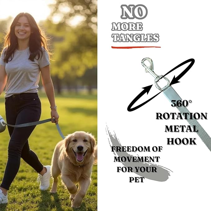 BoldPet® Retractable Dog Leash with Poop Bag Holder-16 Ft Long Retractable Dog Leash for Medium to Large Dogs -Anti-Slip Handle-360°Tangle-Free- Easy Brake Control- Eco Friendly Poop Bag Dispenser