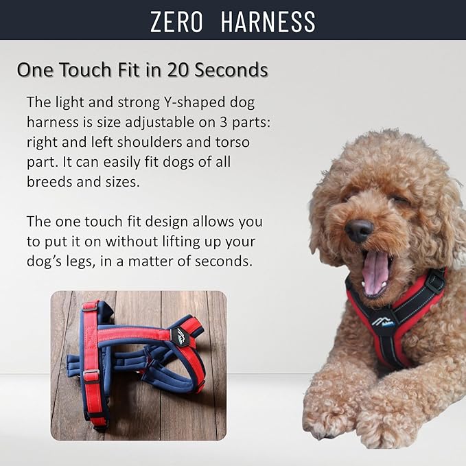 [白山:Hakusan] Zero Dog Harness Basic Type, Safe - No chocking/Hard to Disconnect, Great fit - Easy Put on and Off/Adjustable, Reflector, L - Large Dog, Two-Tone Pink x Pink