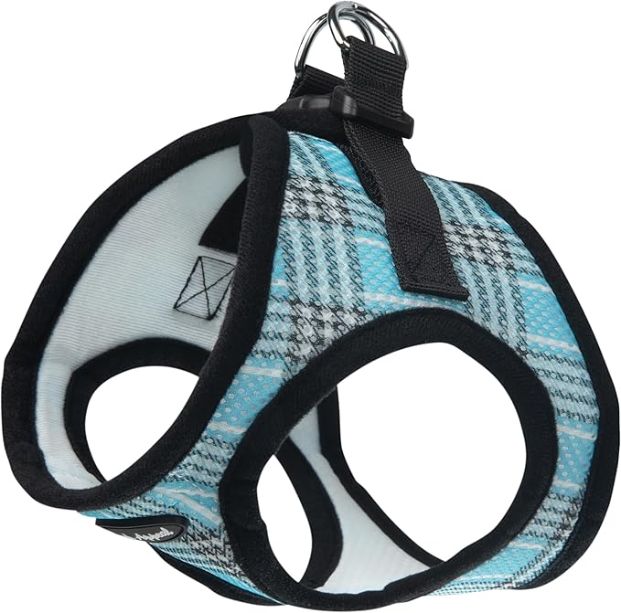 Bark Appeal Blue Plaid Step-in Dog Harness for Extra Small Sized Pets – Updated Sizing, Re-Measuring is Essential – Soft Vest Harness – Anti-Choke with Adjustable Strap & Heavy Duty Clip – XS