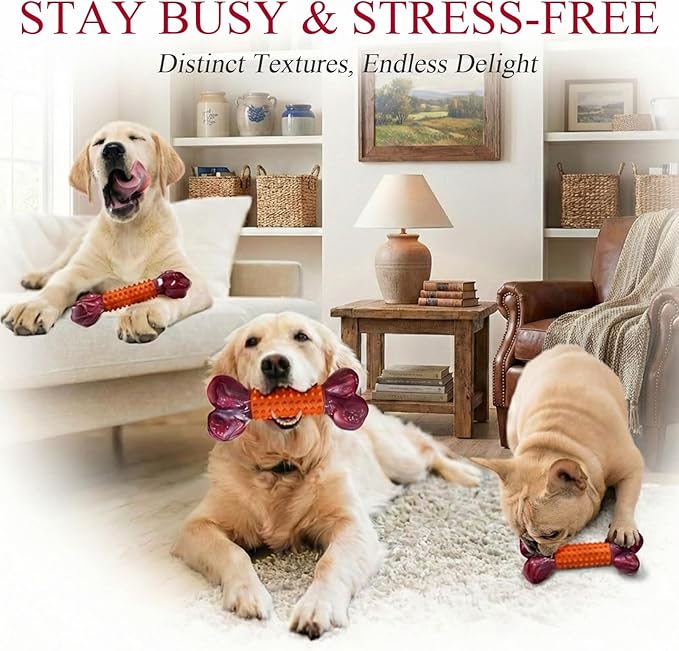 Apasiri Dog Toys for Aggressive Chewers Peanut Butter Flavored, 8" Tough Dog Chew Bone, Nylon & Rubber Chew Toy, Dog Bone Toy for Large Medium Breed 20-80lbs