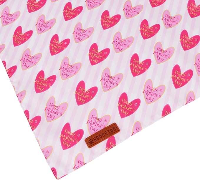 ADOGGYGO Mothers Day Dog Bandanas, Reversible Pink Pet Scarf, Premium Durable Fabric, Adjustable Fit Holiday Bandanas for Small Dogs Pets (Small)