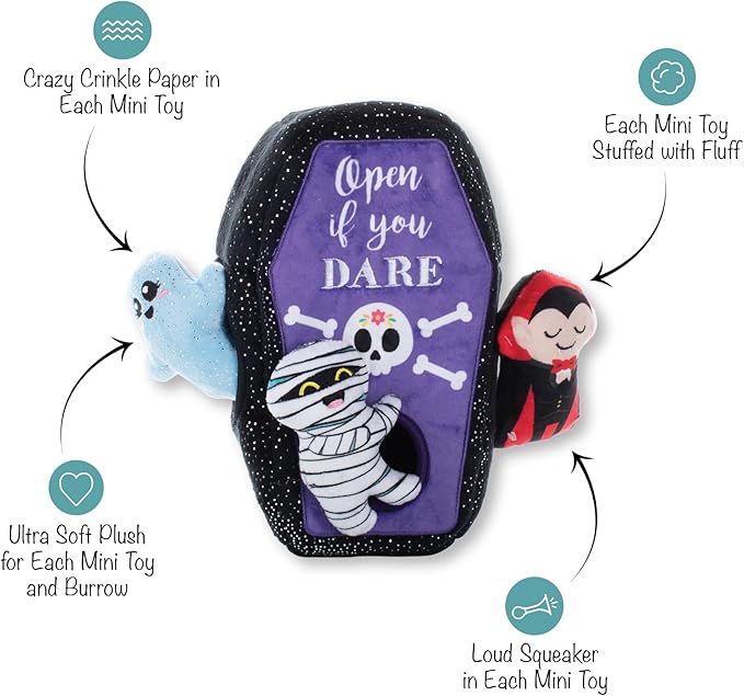 Fringe Studio Hide and Seek Burrow Plush Dog Toy, Sleep Tight, PetShop Collection (289232)
