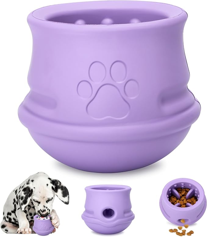 Dog Enrichment Toys to Keep Them Busy, Treat Dispensing Dog Toy Puzzle-Swinging Stuffable & Slow Feeder & Anxiety Relief & Boredom & Nature Rubber, Indestructible Dog Toys- Dishwasher Safe &, Purple,M