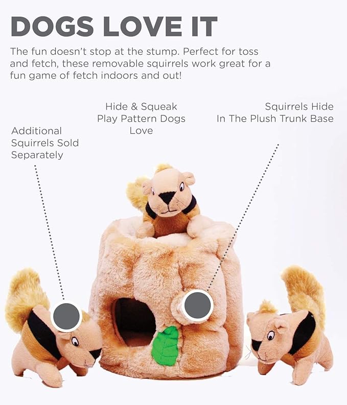 Outward Hound Hide A Squirrel Plush Dog Toy Puzzle (Medium) and Dog Brick Interactive Treat Puzzle Dog Toy