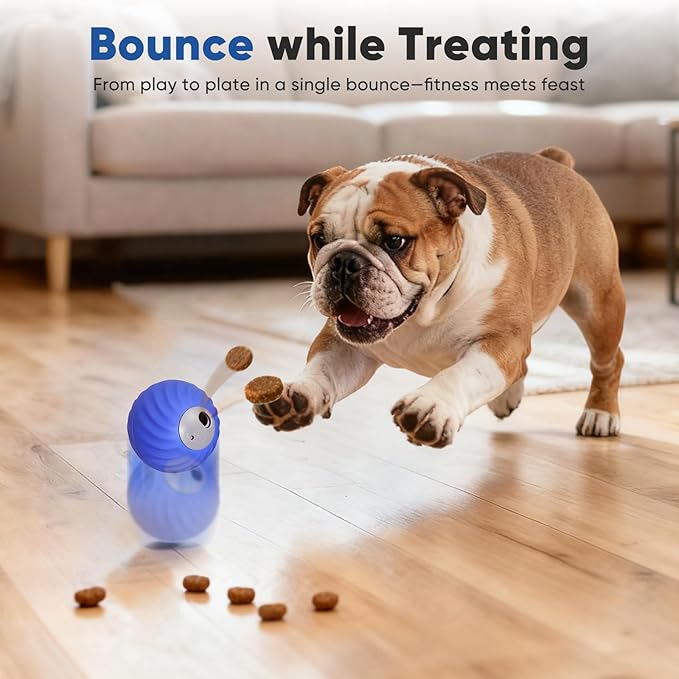 Petbobi Interactive Dog Ball, USB Rechargeable Moving Dog Toy for Treat Dispensing, 2.87" Blue Washable TPU Puzzle Ball, Interactive Dog Toys for Small & Medium Dogs, Boredom & Anxiety Relief