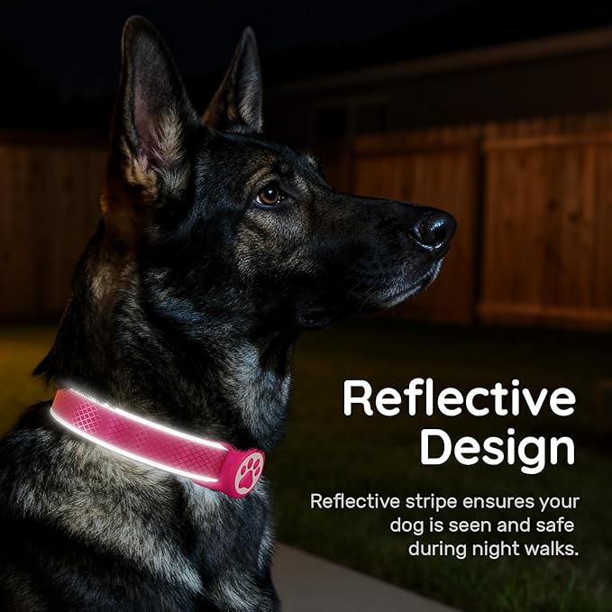 Reflective Dog Collar with Waterproof Air tagholder & Anti-Lost QR Code | Ultra-Durable | Soft Padded | Safety Locking Buckle | Fit Small Dogs (Rose Red S(9.8"-15.7"))