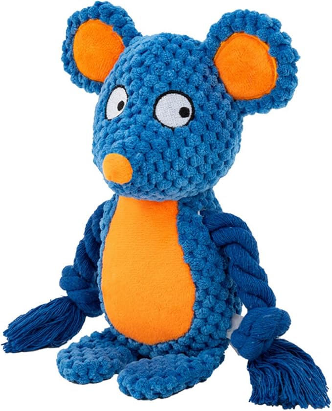 Plush Dog Chew Toys,Squeaky Dog Toys for Aggressive Chewers, Stuffed Animals Dog Toys for Small Medium Large Dogs to Keep Them Busy Puppy Teething Toys（Mouse）