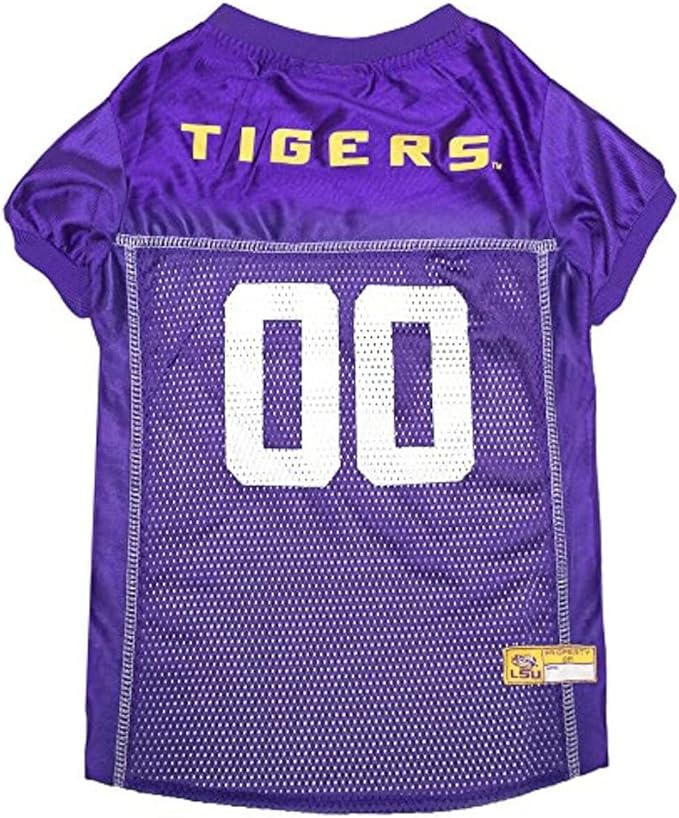 Pets First NCAA College LSU Tigers Mesh Jersey for DOGS & CATS, X-Large. Licensed Dog Jersey with your Favorite Football/Basketball College Team