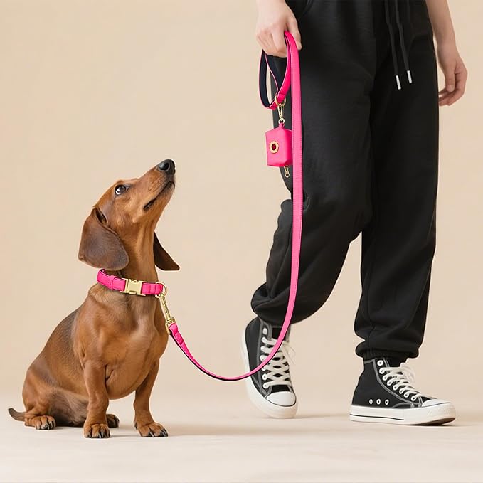 Didog Soft Padded Dog Collars for Medium Dogs, Colorful and Durable Dog Collar with Quick Release Buckle, Light and Breathable for Daily Walking, Pink, M