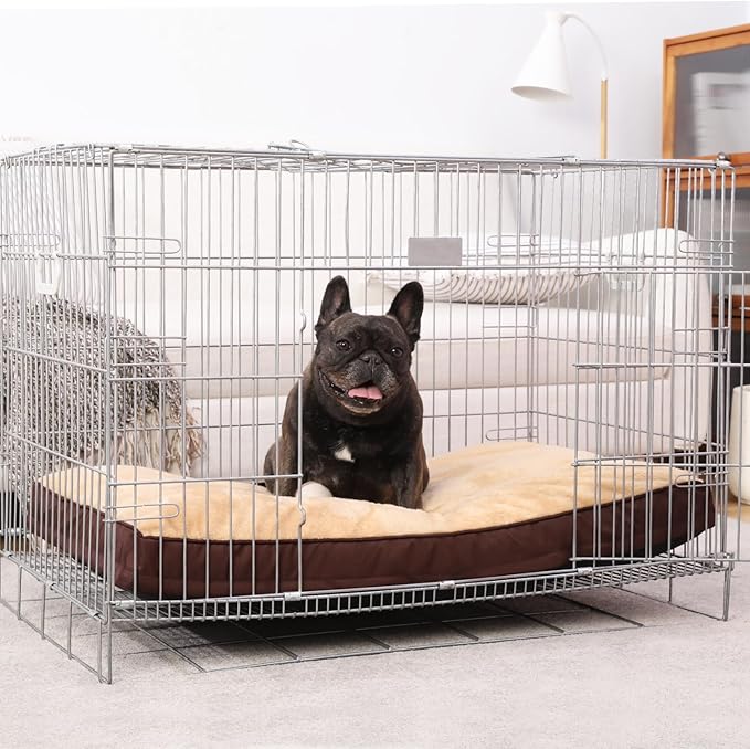 Dog Crate Bed Waterproof Deluxe Plush Dog Beds with Removable Washable Cover Anti-Slip Bottom Pet Sleeping Mattress for Large, Medium, Jumbo, Small Dogs, 29 x 18 inch, Brown
