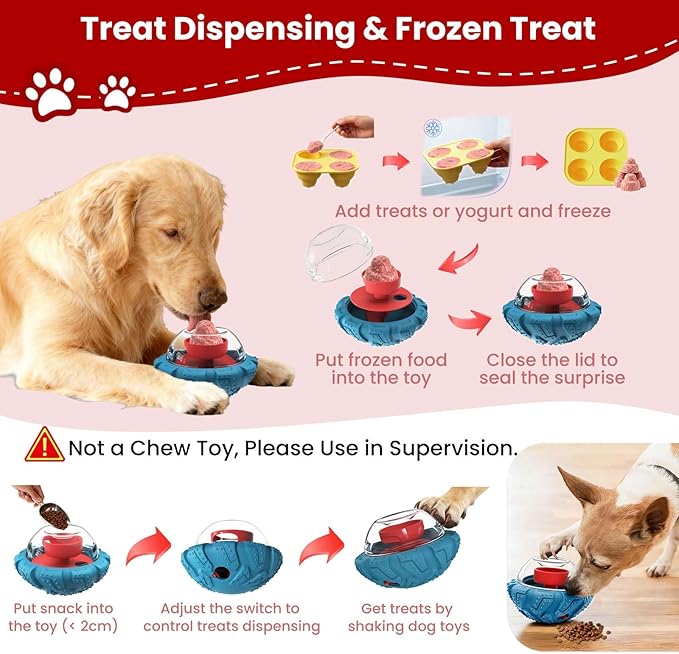 Interactive Dog Toy, Puzzle Toy with Adjustable Treat Dispensing & DIY Frozen Treats, Dog Enrichment Toys to Keep Them Busy and Mental Stimulation