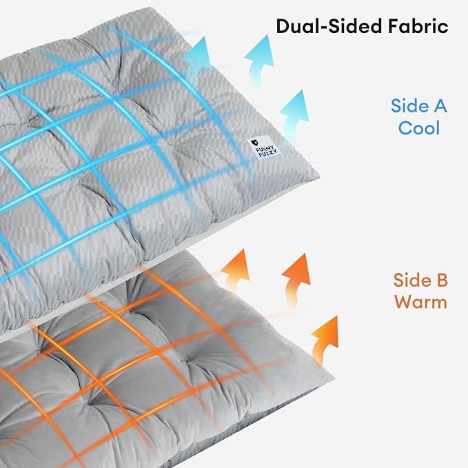 FUNNY FUZZY Dog Bed Crate Pad Mat, Washable Reversible Pet Floor Mats,Fluffy Kennel Pad for Large Sized Dog,Indoor Cats,Sleeping Mattress, 35.4" × 22.8", Light Grey