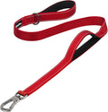 PetiFine 4FT Heavy Duty Dog Leash with Soft Padded Double Handle, Durable Strong Clasp Dog Leashes, Reflective Nylon Walking Lead for Large,Medium,Small Breed Dogs, Red