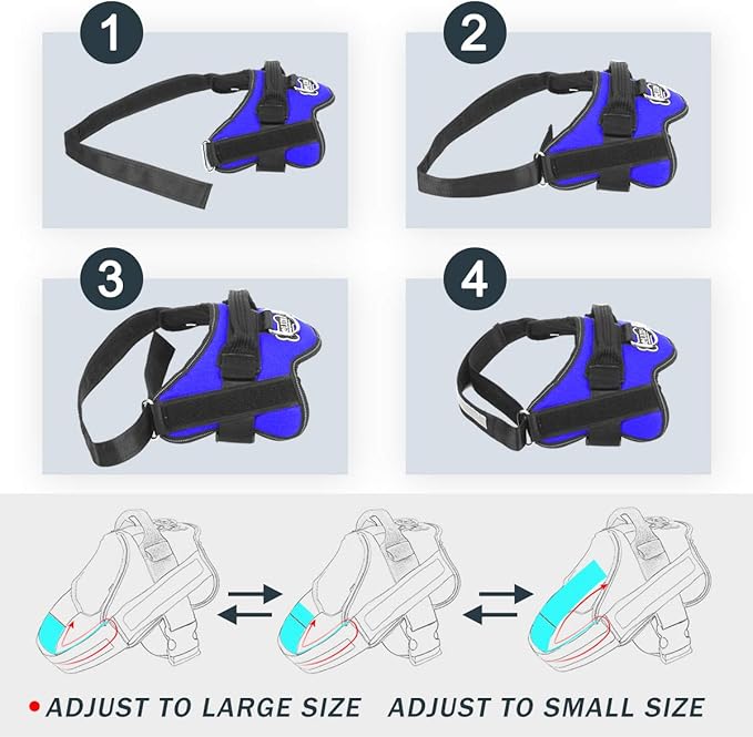 Bolux Dog Harness, No-Pull Reflective Dog Vest, Breathable Adjustable Pet Harness with Handle for Outdoor Walking - No More Pulling, Tugging or Choking (Blue, XS)