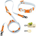WLK1004D-5SET Luna Small 8FT Adjustable 6-in-1 Waterproof Hands-Free Leash and Collar with LED Flashlight, Bag Dispenser, and Poop Bag Holder, Fishbowl