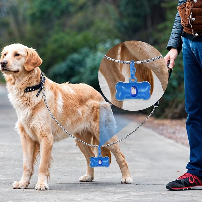 40 Pcs Dog Poop Trash Bag Holder Dispenser Plastic Dog Poop Waste Bag Holder for Leash with Hook and Leak Proof for Walking Hiking Camping (Bone)