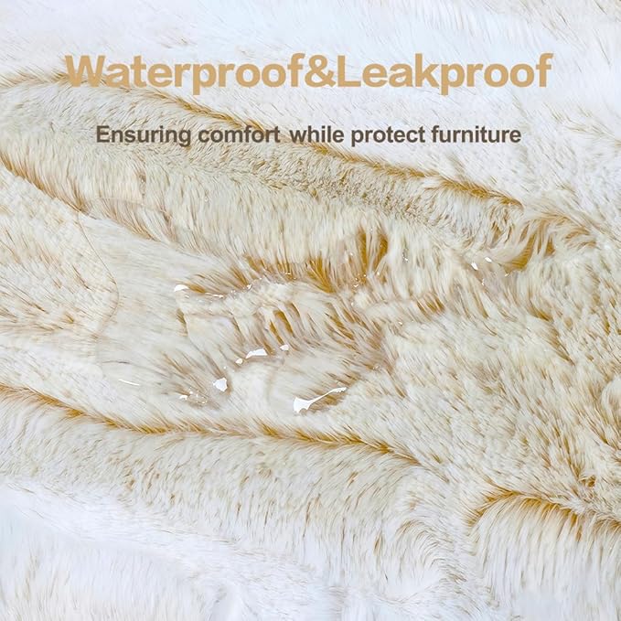 Extra Large Waterproof Pet Blanket, 60"x50", Velvet & Faux Snow Leopard Fur, All-Weather Throw for Sofa, Camping, Travel (Large)