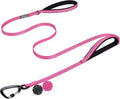 VIVAGLORY Dog Leash Lighthook Double Handle Dog Leash with Traffic Handle & Locking Carabiner for Walking & Training, Traffic Control Lightweight Carabiner for Puppy Pet, 5ft x 1/2in, Pink