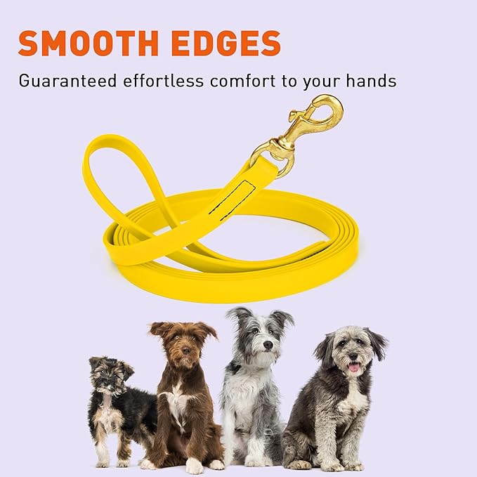 Viper Biothane K9 Working Dog Leash Waterproof Lead for Tracking Training Schutzhund Odor-Proof Long Line with Solid Brass Snap for Puppy Medium and Large Dogs, 10ft Lemon Yellow