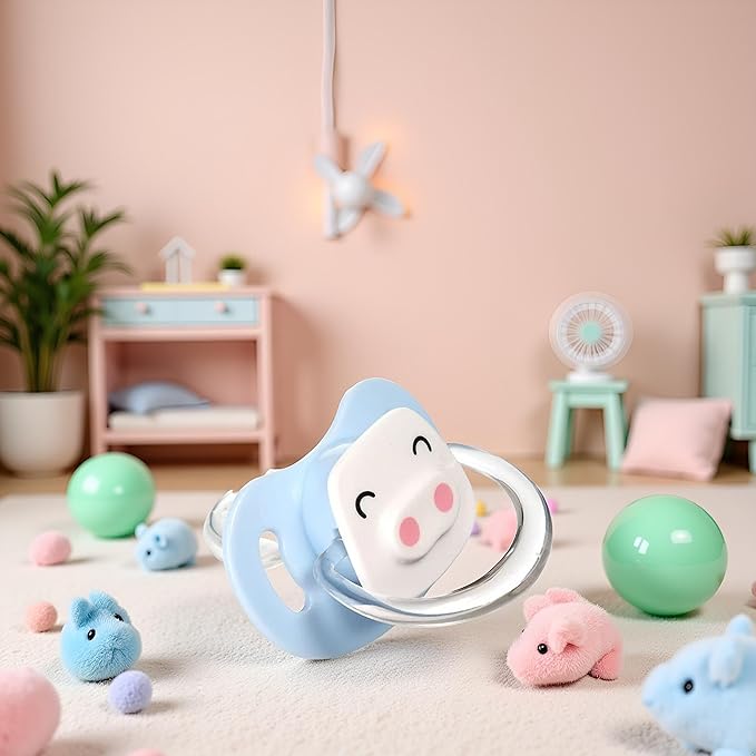 Pet Silicone Calming Pacifier, Dog Pacifiers for Small Dogs, Kitten Pacifiers, Puppy Teething Toys and Cat Chew Toys, Essential Pet Supplies, Puppy Essentials and Kitten Supplies (Blue Pig)