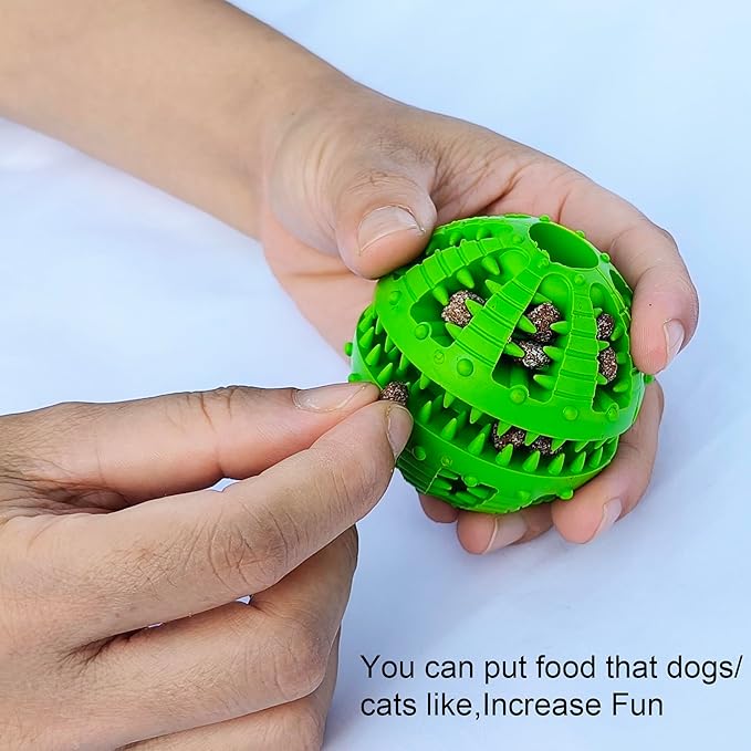 2 Pcs Dog Toy Teeth Ball,Dog Puzzle Toy,Treat Dispensing Dog Toys,Non Toxic Tear Resistant Natural Rubber Toy Ball for Pet Teeth Cleaning/Chewing/Playing/Training (Green+Blue, 2.36in)