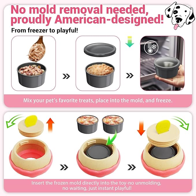 Dog Toys for Aggressive Chewers, Dog Enrichment Toys, Anxiety Relief for Dogs Toy, Indestructible Frozen Treat Toy for Large Dogs Peanut Butter Frozen Treats Reduces Anxiety, Donut