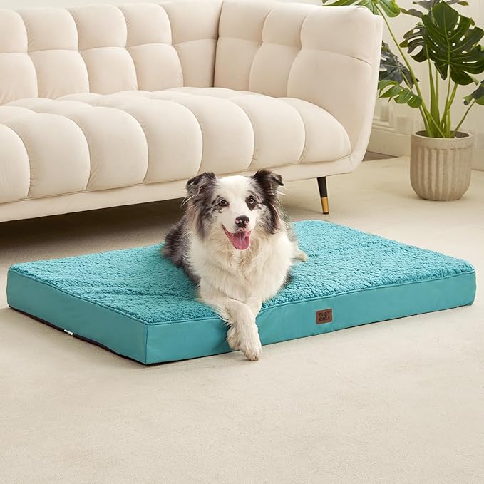 EHEYCIGA Orthopedic Medium Dog Beds for Small Dogs with Removable Washable Cover for Crate, Turquoise Blue, 30x20