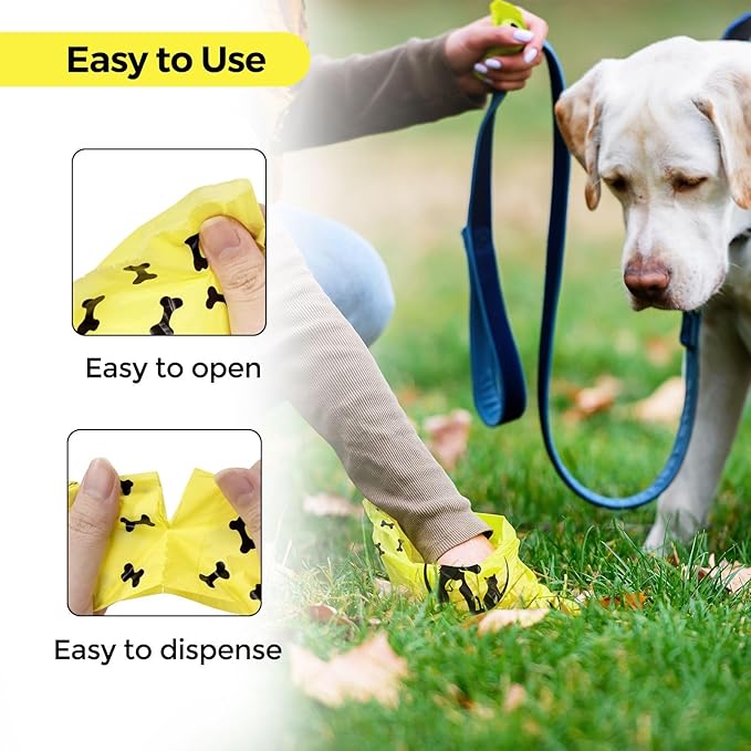 Compostable Dog Poop Bags - 300 Count Lemon Scented, Extra Thick & Leak-Proof Corn Starch Blend - Eco-Friendly Biodegradable Pet Waste Bags for Dogs and Puppies