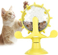 Interactive Cat Food Treats Dispenser Toy, Pet Slow Feeder Feed Training Toy Cat Windmill Toy Dog Food Dispenser, 360° Rotating Windmill Suction Cup Toys for Educational Interactive Training (Yellow)