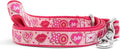 THE WORTHY DOG Stylish Love & Kisses Patterned Leash for Dogs, Solid Nickel Plated - Pink, Small