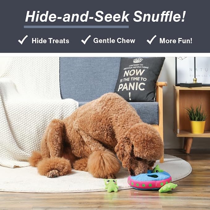 HugSmart Pet – Space Paws UFO | Squeaky Hide and Seek Plush Dog Toys | Cute Interactive Plush Puzzle Toys for Small Medium Dogs