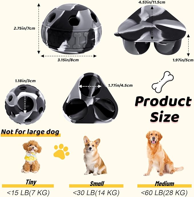 IFOYO Frozen Treat Dog Toy Ball for Small to Medium Dogs Silicone Enrichment Dog Toys to Keep Them Busy Reduce Anxiety Puzzle Treat Dispensing Dog Toy for Slow Food Training (Camouflage Black)