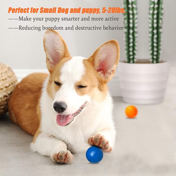 Puppy Chew Toys for Teething, Solid Rubber Bouncy Balls for Small Medium Dogs, 100% Safe & Non-Toxic, Floating Dog Toy Balls for Aggressive Chewers to Fetch, Chew, Play