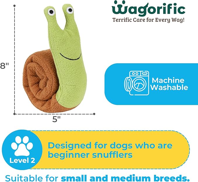 Dog Toys Plush with Squeaky & Treat Hiding Features - Mental Stimulation Enrichment Toy for Large Breed Dogs - Machine Washable Slow Feeder to Keep Dogs Busy，Snail Snuffle