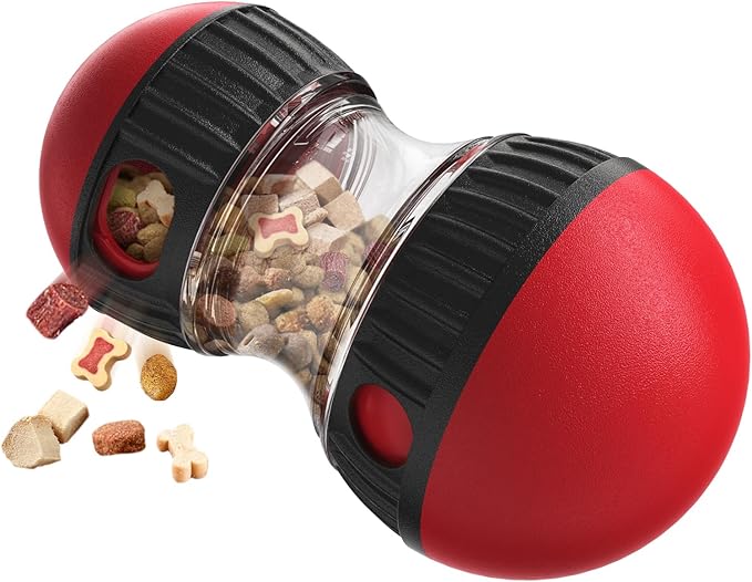 Interactive Dog Treat Dispenser and Puzzle Toys, Dog Slow Food Feeder Rolling Ball for Reducing Boredom and IQ Training Toys, Red
