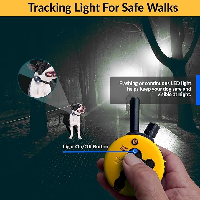 E-Collar – Educator ET-302B-C 1/2 Mile Waterproof Remote Dog Training Collar Includes Premium Finger Clicker Trainer, 100 Programmable Levels + Vibration + Light + Sound, Black