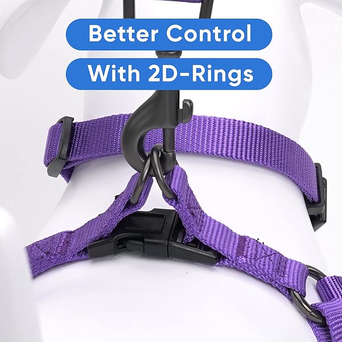 Pawtitas Solid Step-in Dog Harness – Adjustable No-Pull Vest for Puppies to Seniors, Safe & Comfortable M Purple