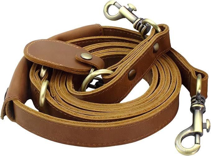 Jack&Chris Leather Dog Leash, Durable Dog Leashes for Large Dogs Heavy Duty with Comfortable Padded Handle for Small Medium Large Breed Puppies, Slip Leads for Dogs for Walking Running, Light Brown
