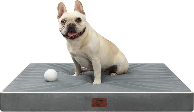 Dog Bed Mats for Large Dogs - Orthopedic Dog Pet Bed Thick Egg Foam Crate, Removable Washable Cover, Non-Slip Bottom Durable Dog Crate Bed Mat (Dark Gray, L(36''x27''x3''))