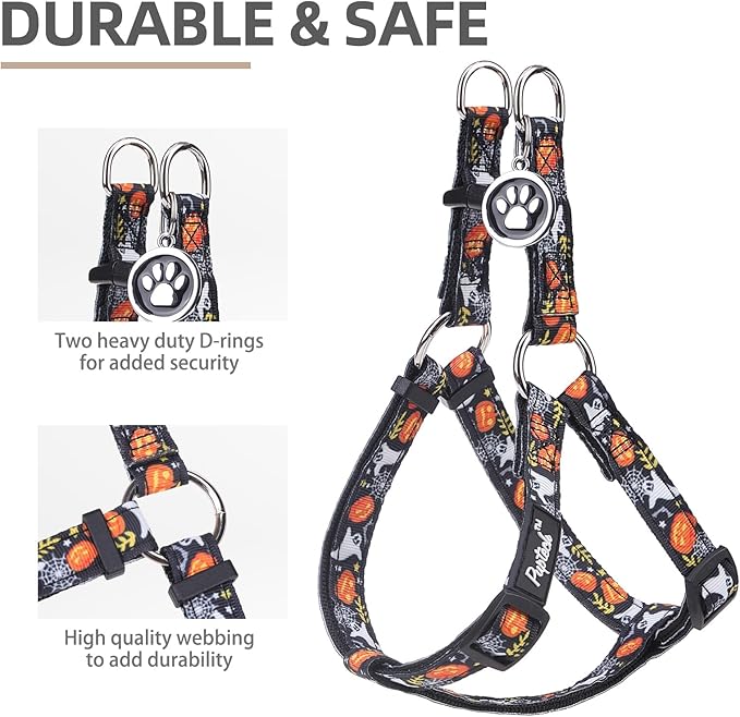 PUPTECK No Pull Dog Harness Soft Adjustable Basic Nylon Step in Puppy Vest Outdoor Walking with ID Tag, Black, S