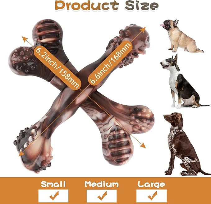 petizer Durable Dog Chew Toy for Aggressive Chewers, Almost Indestructible Nylon Bone, Tough Teeth Cleaning Toy, for Boredom and Stimulating, for Small Medium or Large Dogs